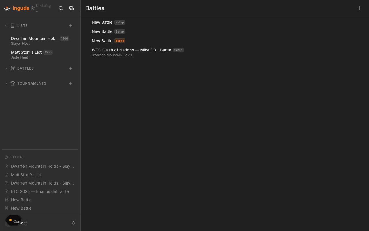 Battles library on desktop