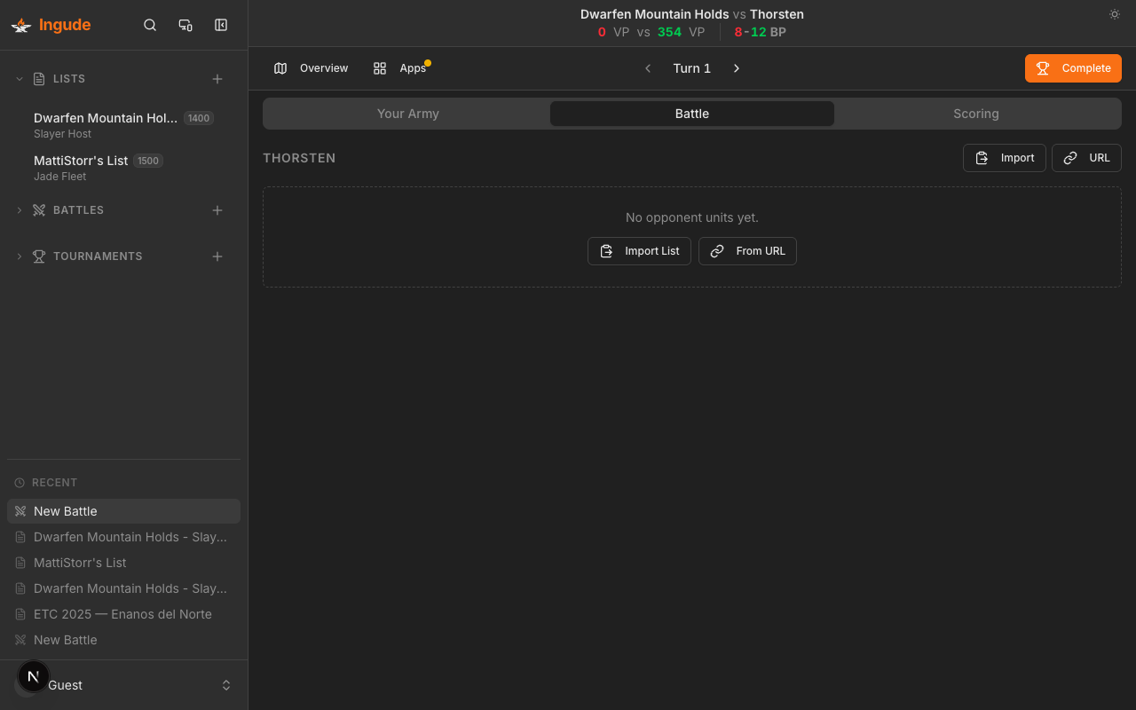 Battle tab - opponent units