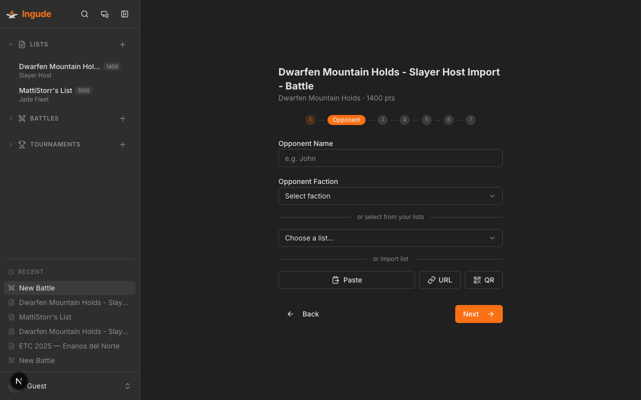 Setup wizard - opponent step