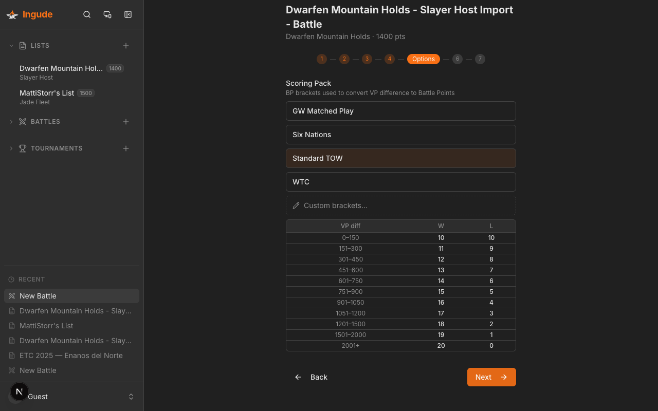 Setup wizard - scoring pack options