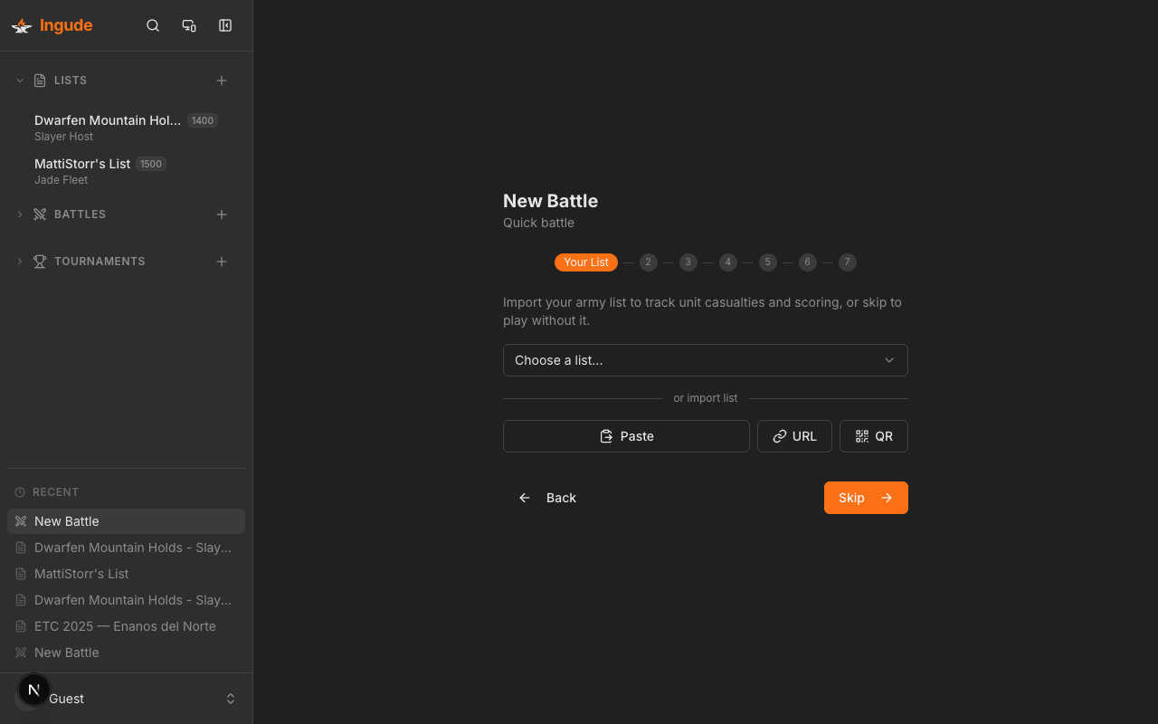 Setup wizard - your list step