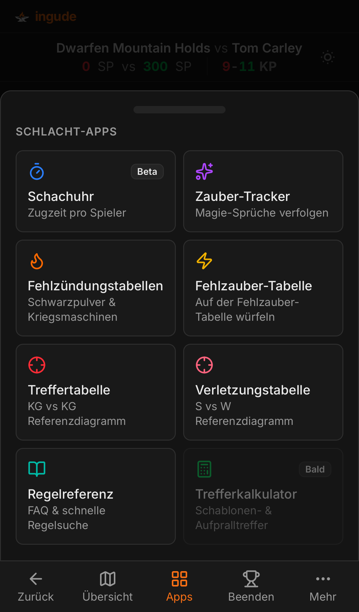 App-Schublade auf Mobilgeräten