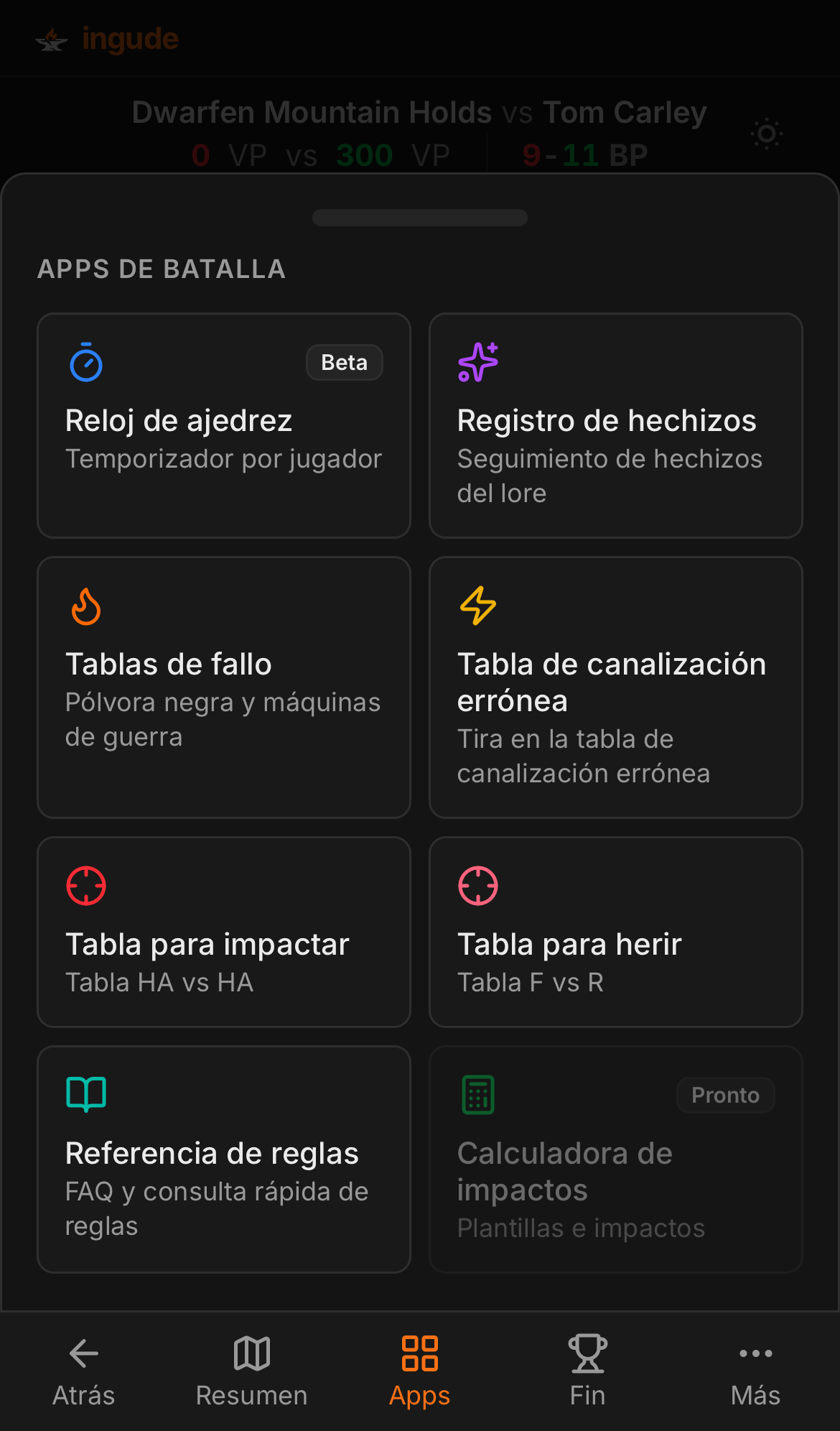 Cajón de Apps en móvil