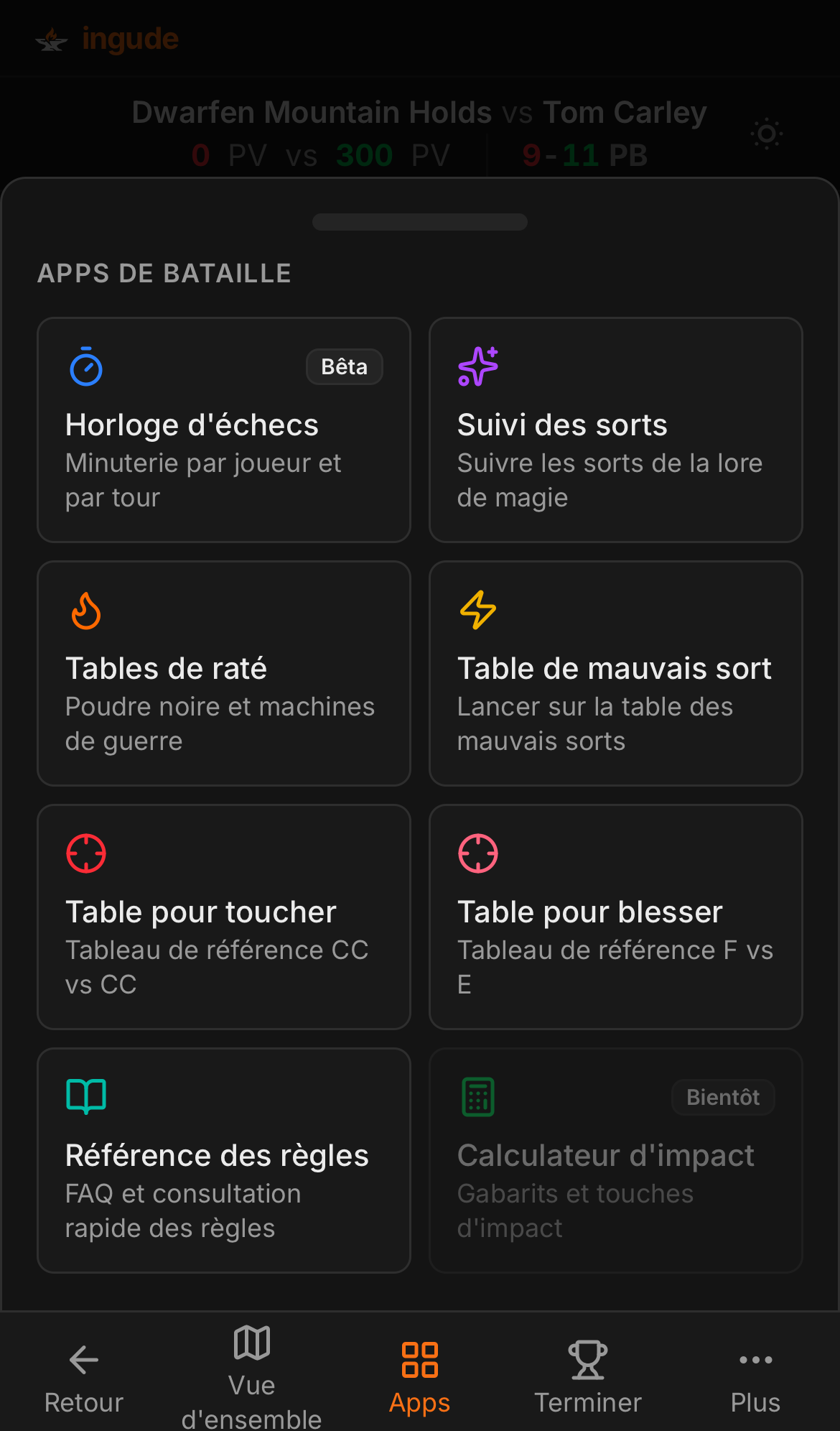 Tiroir d'applications sur mobile