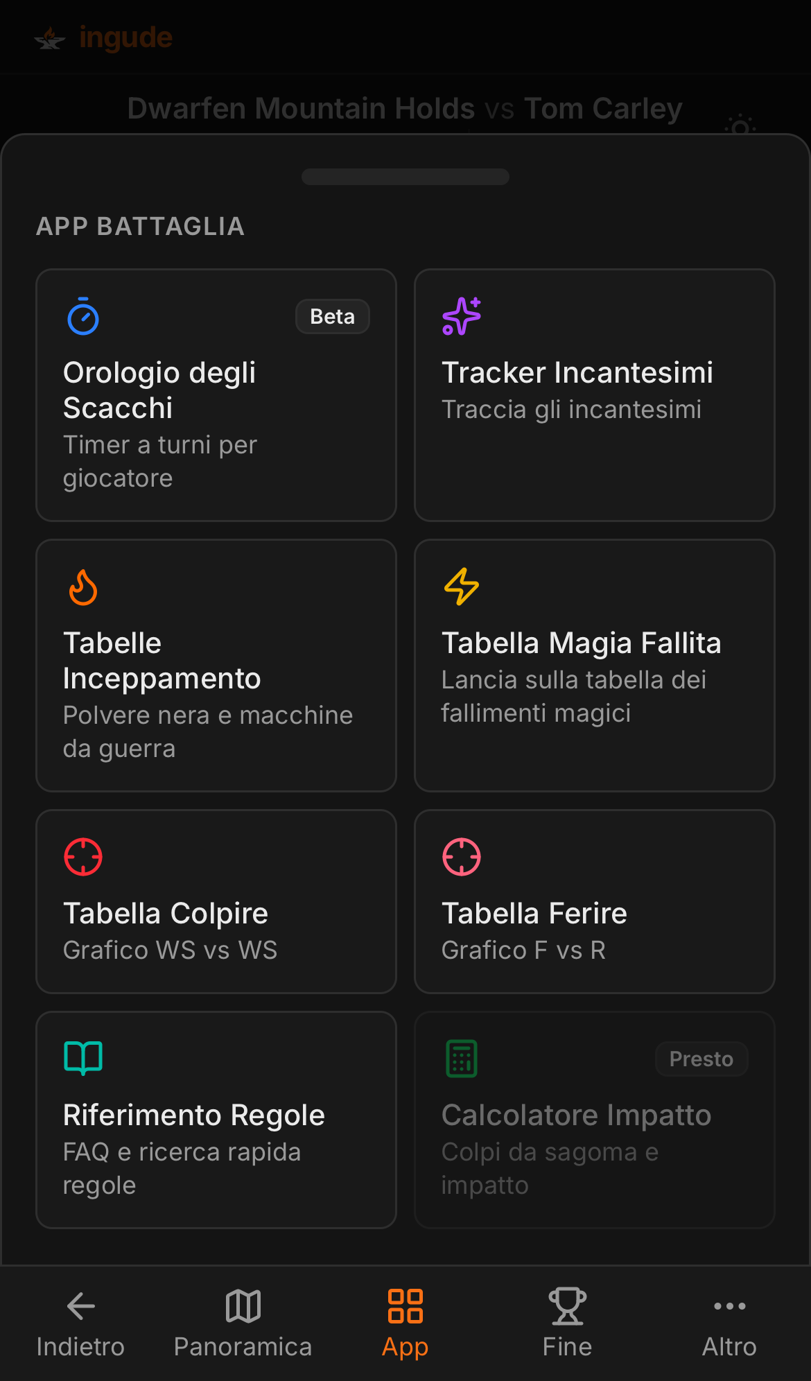 Cassetto app su mobile