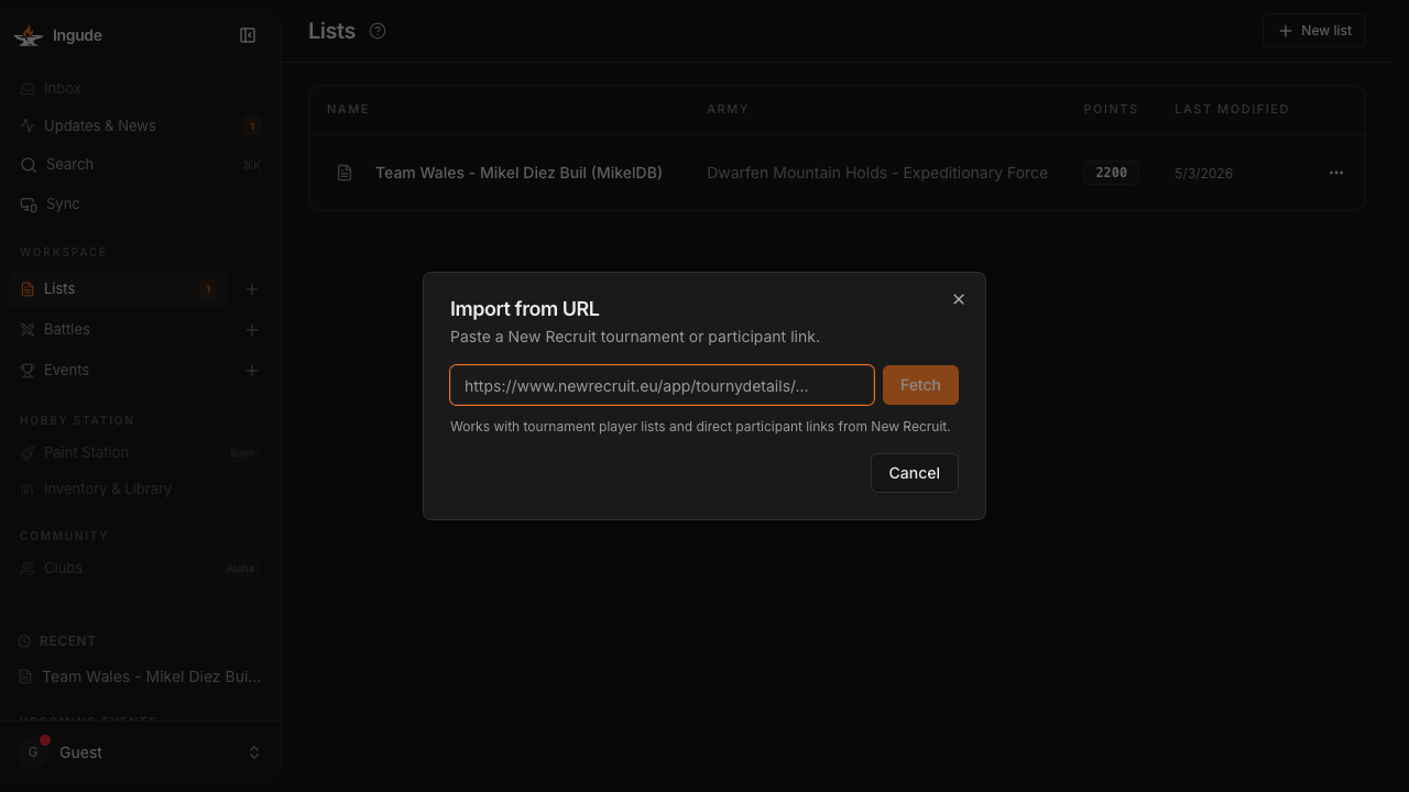 URL import - paste the link