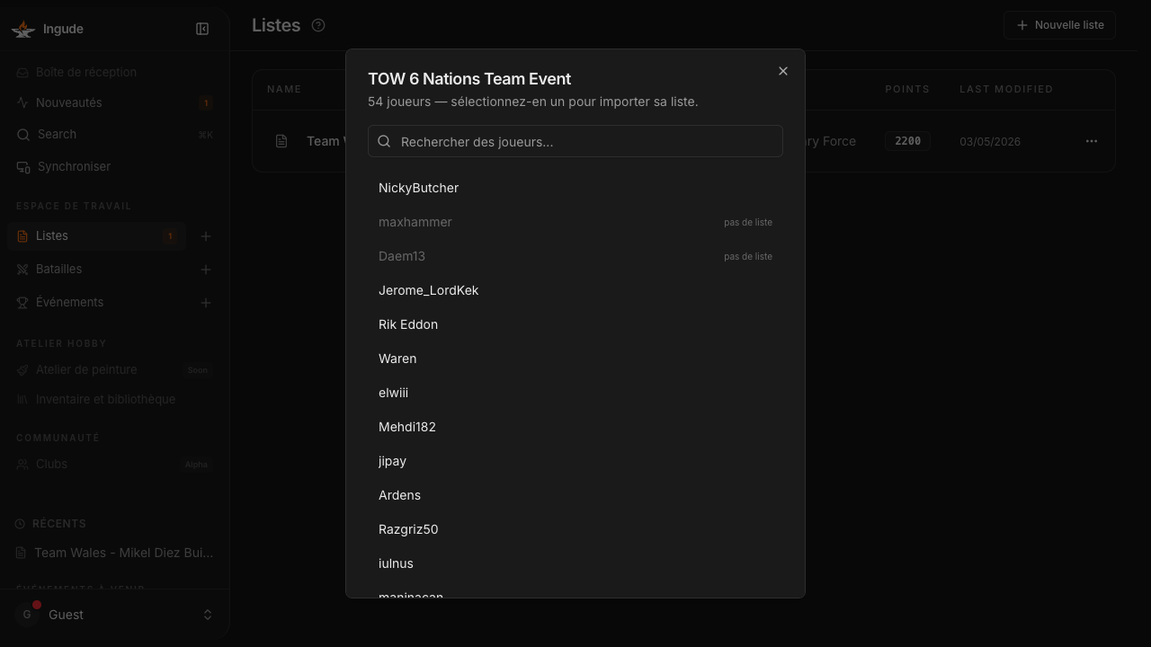 Import par URL - sélection du joueur