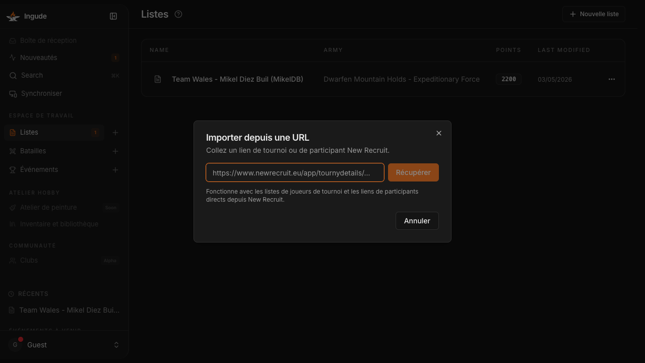 Import par URL - coller le lien