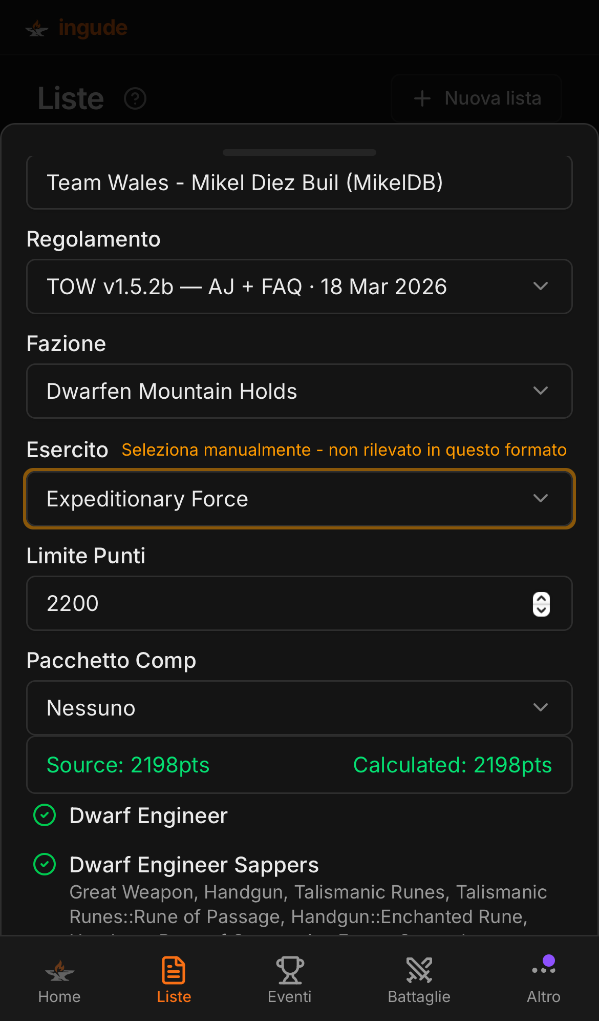 Foglio di import su mobile - passaggio di anteprima