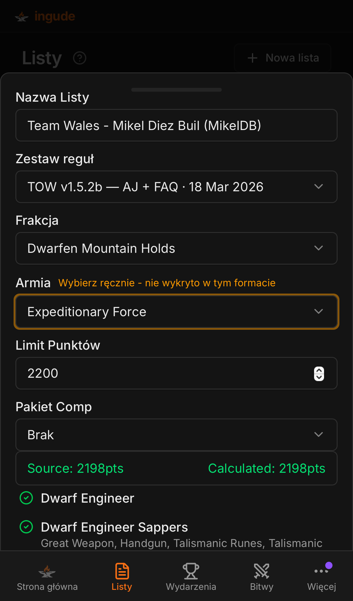 Arkusz importu na mobile - krok podglądu