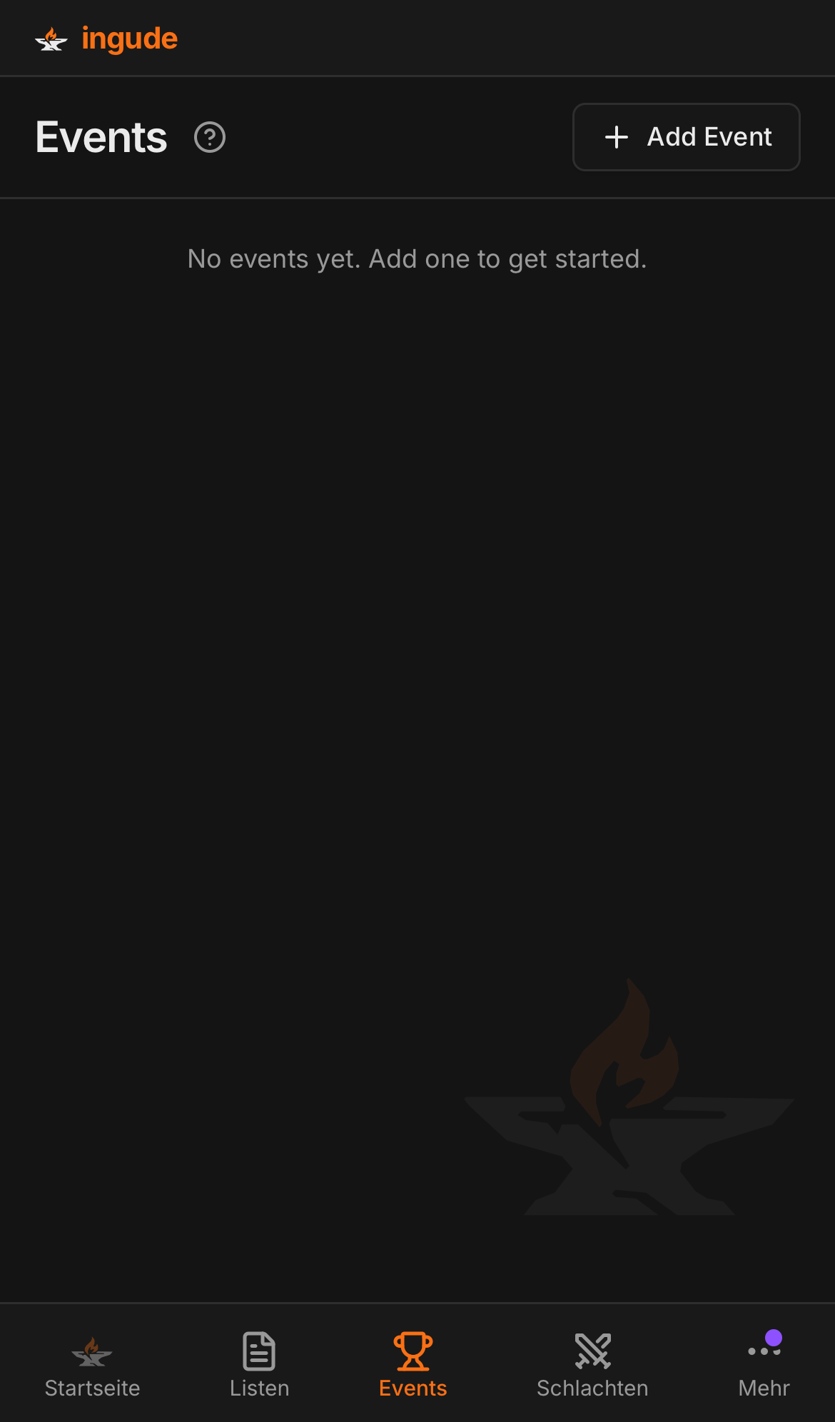 Events-Liste auf Mobilgeräten