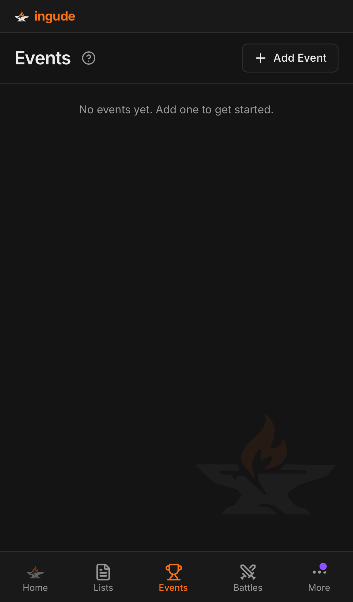 Events list on mobile