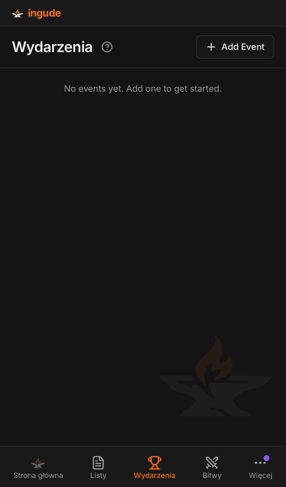 Lista wydarzeń na urządzeniu mobilnym