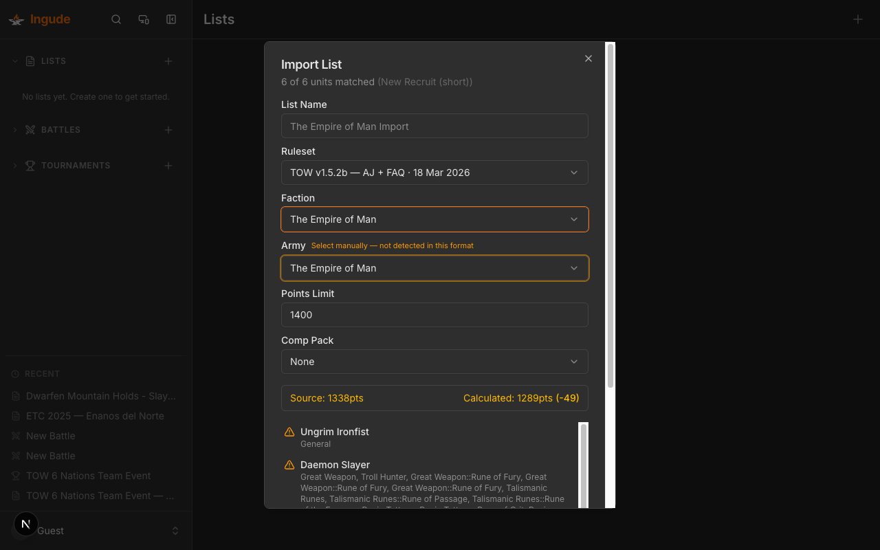 Import preview - unmatched unit
