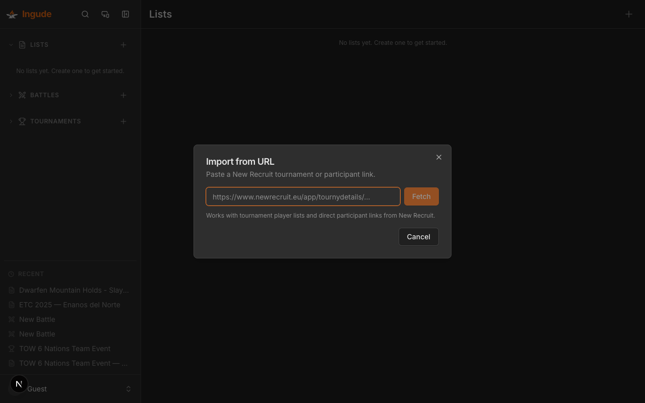URL import - paste the link