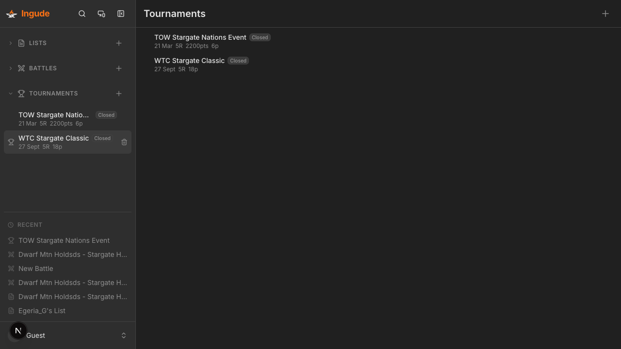 Events section in the sidebar